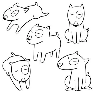 Vector set of dog, bull terrier Stock Illustration