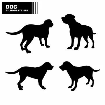 Vector set of dog character silhouettes Stock Illustration