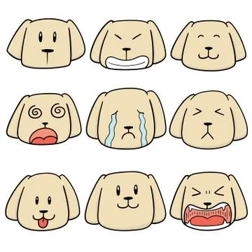 Vector set of dog face Stock Illustration