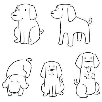 Vector set of dog, labrador retriever Stock Illustration
