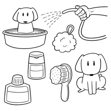 Vector set of dog shower Stock Illustration