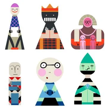 Vector set of Dolls from Shapes Abstract Human Symbols Stock Illustration
