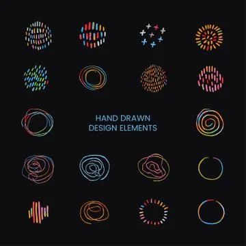 Vector set with doodle abstract round illustrations Stock Illustration