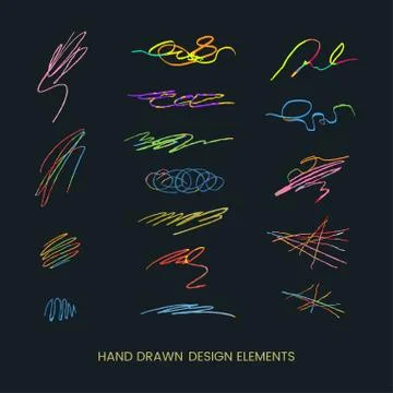 Vector set with doodle abstract round illustrations Stock Illustration