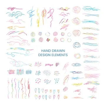 Vector set with doodle abstract round illustrations Stock Illustration