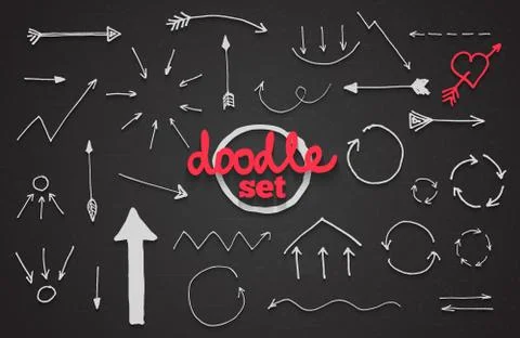 Vector set of doodle arrows Stock Illustration