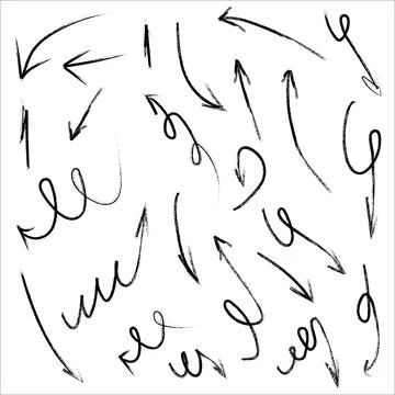 Vector set of doodle hand drawn chalk arrows Stock Illustration