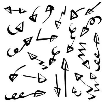 Vector set of doodle hand drawn chalk arrows Stock Illustration