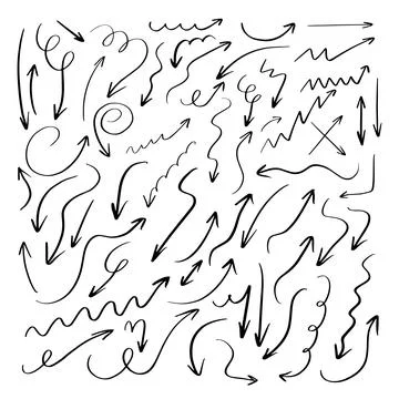 Vector set of doodle hand drawn chalk arrows Stock Illustration