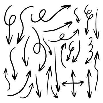 Vector set of doodle hand drawn arrows Stock Illustration