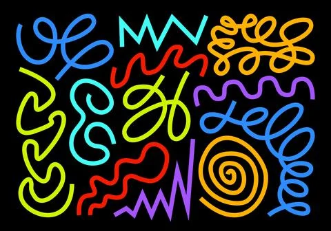 Vector set of doodle hand drawn, different lines in flat style. Stock Illustration