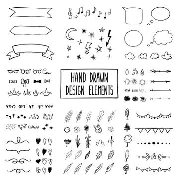 Vector set with doodle illustration Stock Illustration
