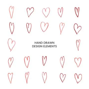 Vector set with doodle illustrations of heart Stock Illustration