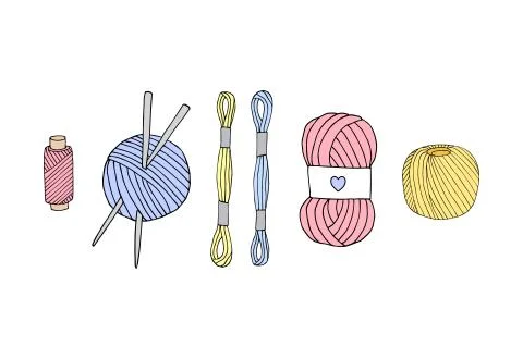 Vector set of doodle sketch threads Stock Illustration