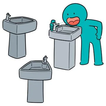 Vector set of drinking water fountain Stock Illustration