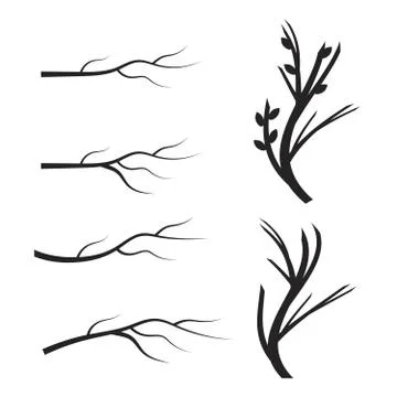 Vector set dry tree branches. Leaves, swirls and floral elements Stock Illustration