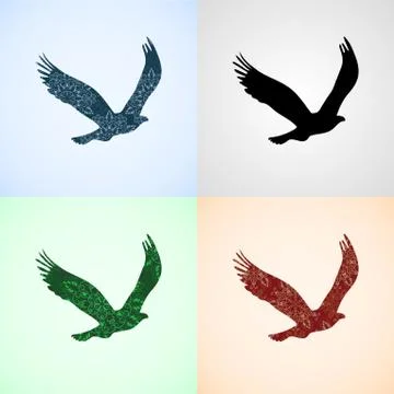 Vector Set from Eagle with Mandala Patterns Stock Illustration
