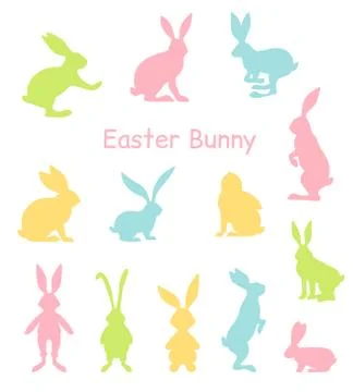 Vector Set of Easter rabbits. Stock Illustration