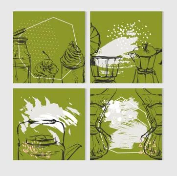 Vector set of eco friendly food labels on the stylish brochures. Packaging tags Stock Illustration