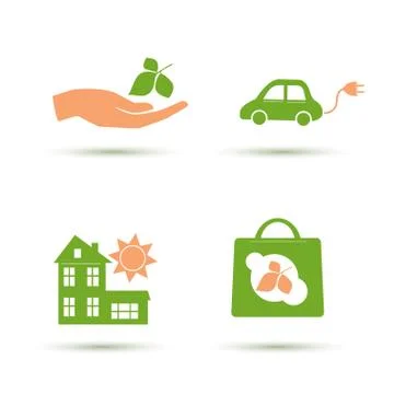Vector set of eco friendly icons Stock Illustration