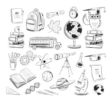 Vector set of education and science illustrations Stock Illustration
