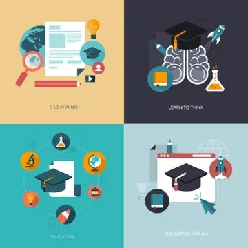 Vector set of education banners Stock Illustration
