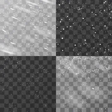 A vector set of effects with white snowflakes making up a beautiful snowstorm Stock Illustration