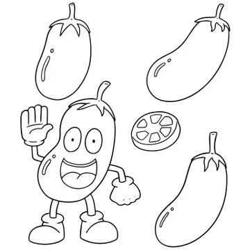 Vector set of eggplant Stock Illustration