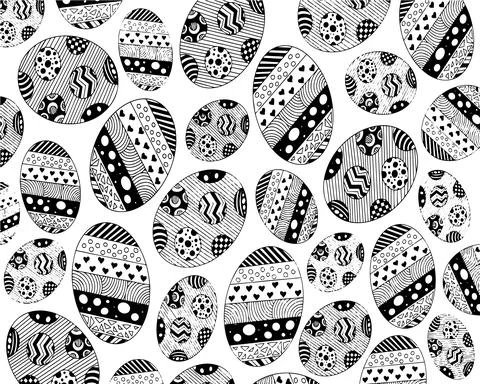 Vector set of eggs coloring page. Contour pattern, Easter concept Stock Illustration