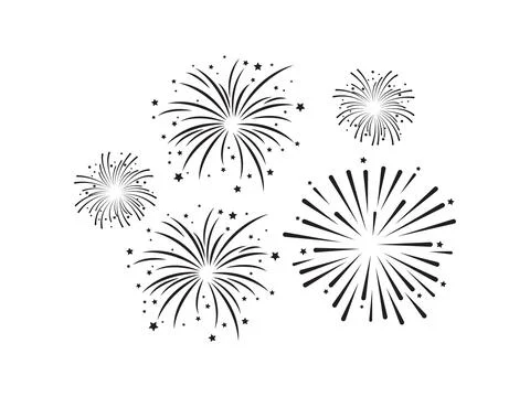 Vector set of eight fireworks, isolated on white background 스톡 일러스트