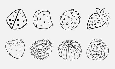 Vector set of eight pieces. In the style of freehand drawing. Stock Illustration