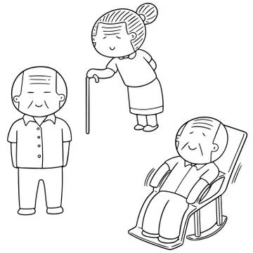 Vector set of elder people Illustrazione stock