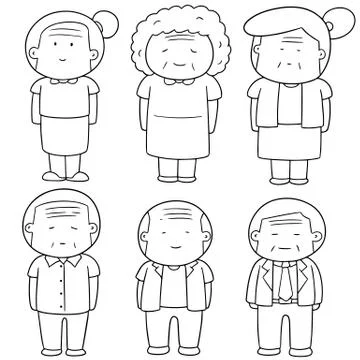 Vector set of elder people Stock Illustration