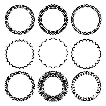 Vector set of elegant and simple round thin and narrow linear frame Stockillustratie