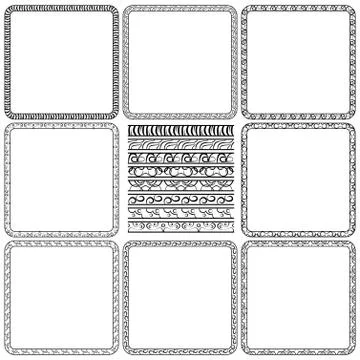 Vector set of elegant borders and frames Stock Illustration