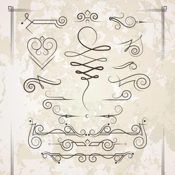 Vector set of elegant curls and swirls. Elements for design 스톡 일러스트