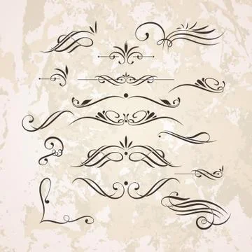 Vector set of elegant curls and swirls. Elements for design Illustrazione stock