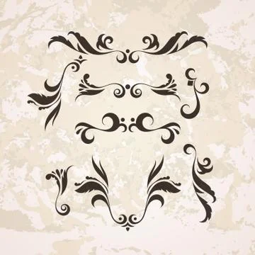 Vector set of elegant curls and swirls. Elements for design Illustrazione stock