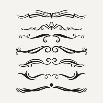 Vector set of elegant curls and swirls. Elements for design Illustrazione stock
