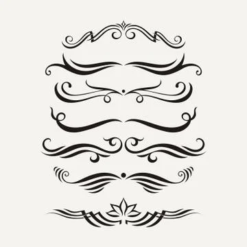 Vector set of elegant curls and swirls. Elements for design Illustrazione stock