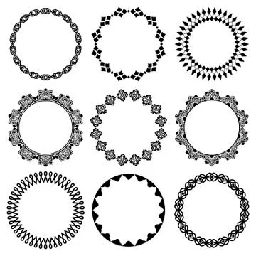 Vector set of elegant wide and thick thin and narrow frames in Oriental style Stock Illustration