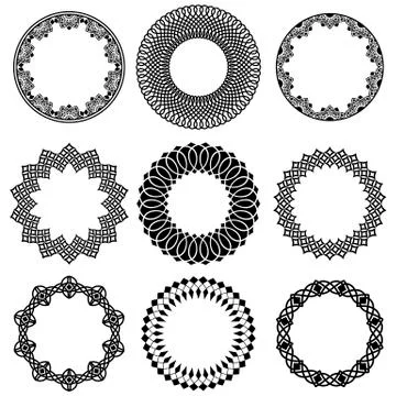 Vector set of elegant wide and thick thin and narrow frames in Oriental style Stockillustratie