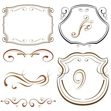 Vector set of elements for design. decorative borders and frames Stock Illustration