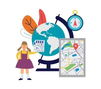 Vector set of elements for geographical school educati Stock Illustration