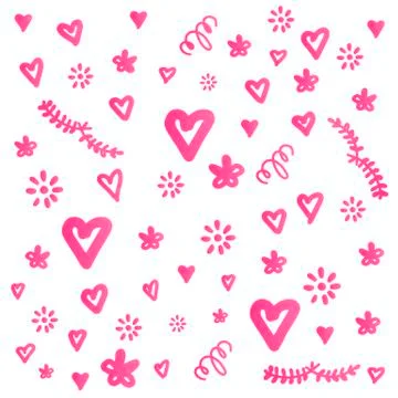 Vector set elements isolated on a white background. Pink lines simple contour Stock Illustration