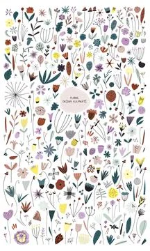 Vector set of elements of plants flowers leaves berries twigs Stock Illustration