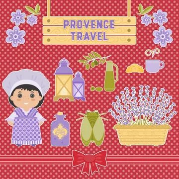 Vector set of elements in the style of Provence Stock Illustration