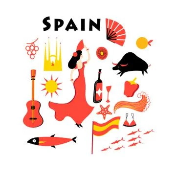 Vector set of elements to the theme of Spain 스톡 일러스트