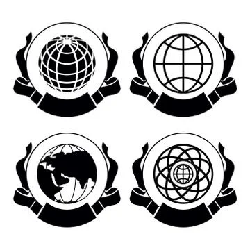 Vector  set of emblems globes Stock Illustration