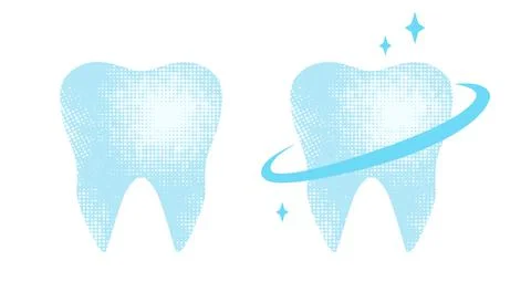 Vector set emblems of tooth in retro style. Stock Illustration